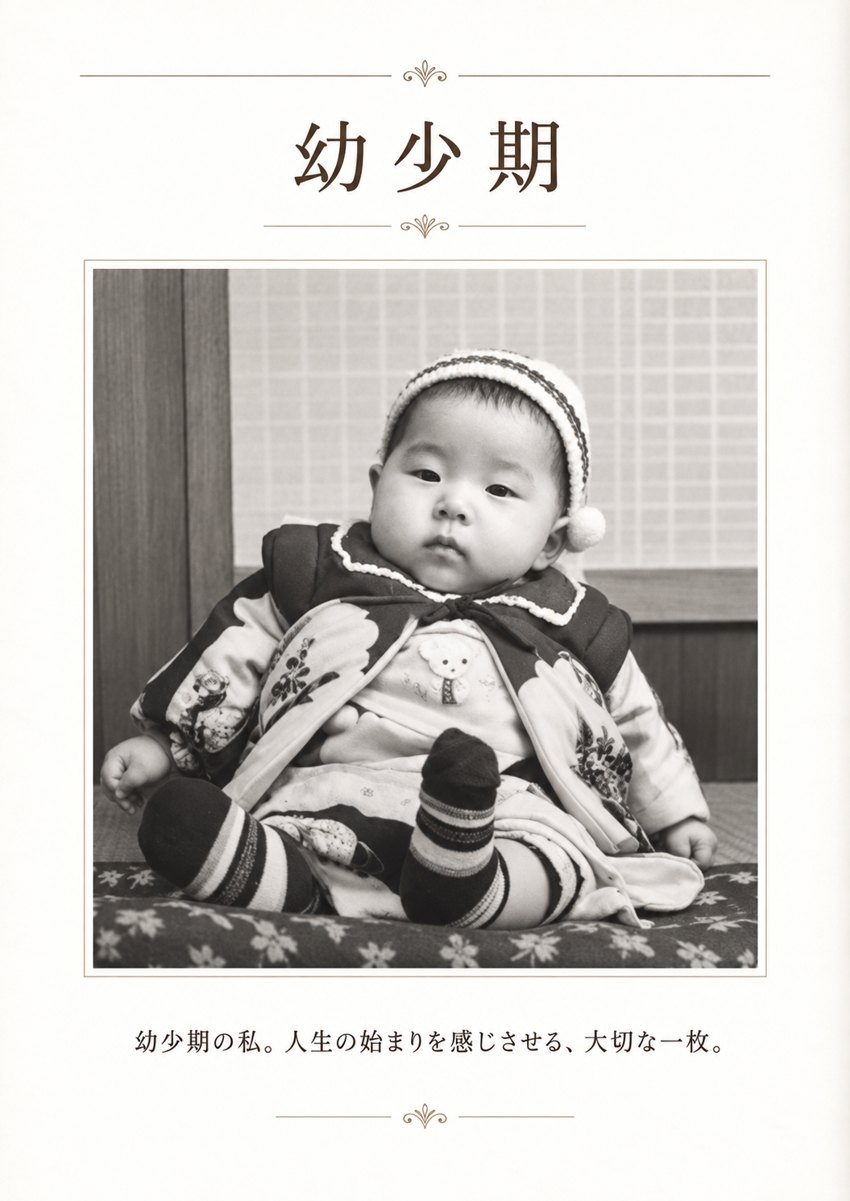 原稿に掲載されている幼少期の写真